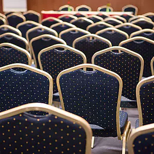 navy blue banquet chairs in the conference room