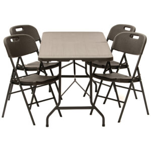 Garden catering set - brown table 180cm + 4 chairs