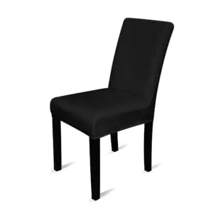 Flexible universal velour chair cover black | Bankietowo.eu | black velvet dinning chair cover (2)
