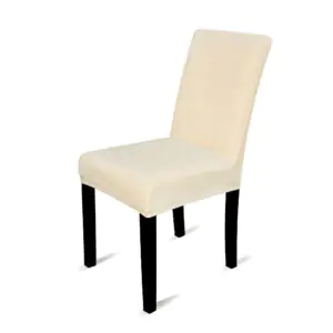 Flexible universal chair cover velour beige | Bankietowo.eu | ivory velvet dinning chair cover (2)