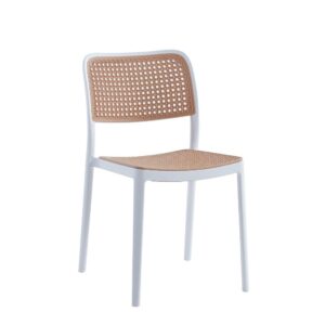 Rustic braided rectangular chair white and beige Retro Boho chair