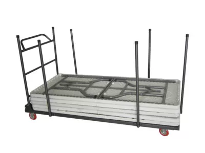 Metal trolley for transporting rectangular catering tables