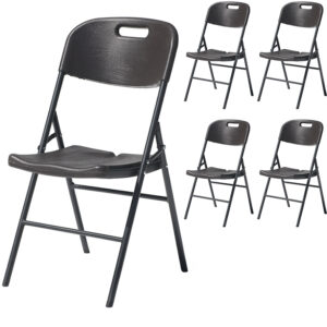 Garden folding chair, graphite and brown, set x4