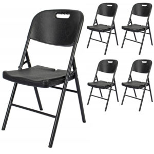 Garden folding catering chair Strong black set x4