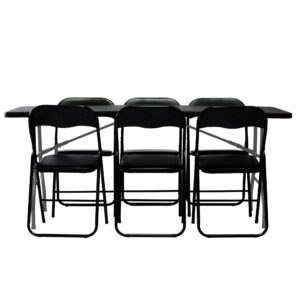 Black folding garden catering set - table 180 + 6 chairs