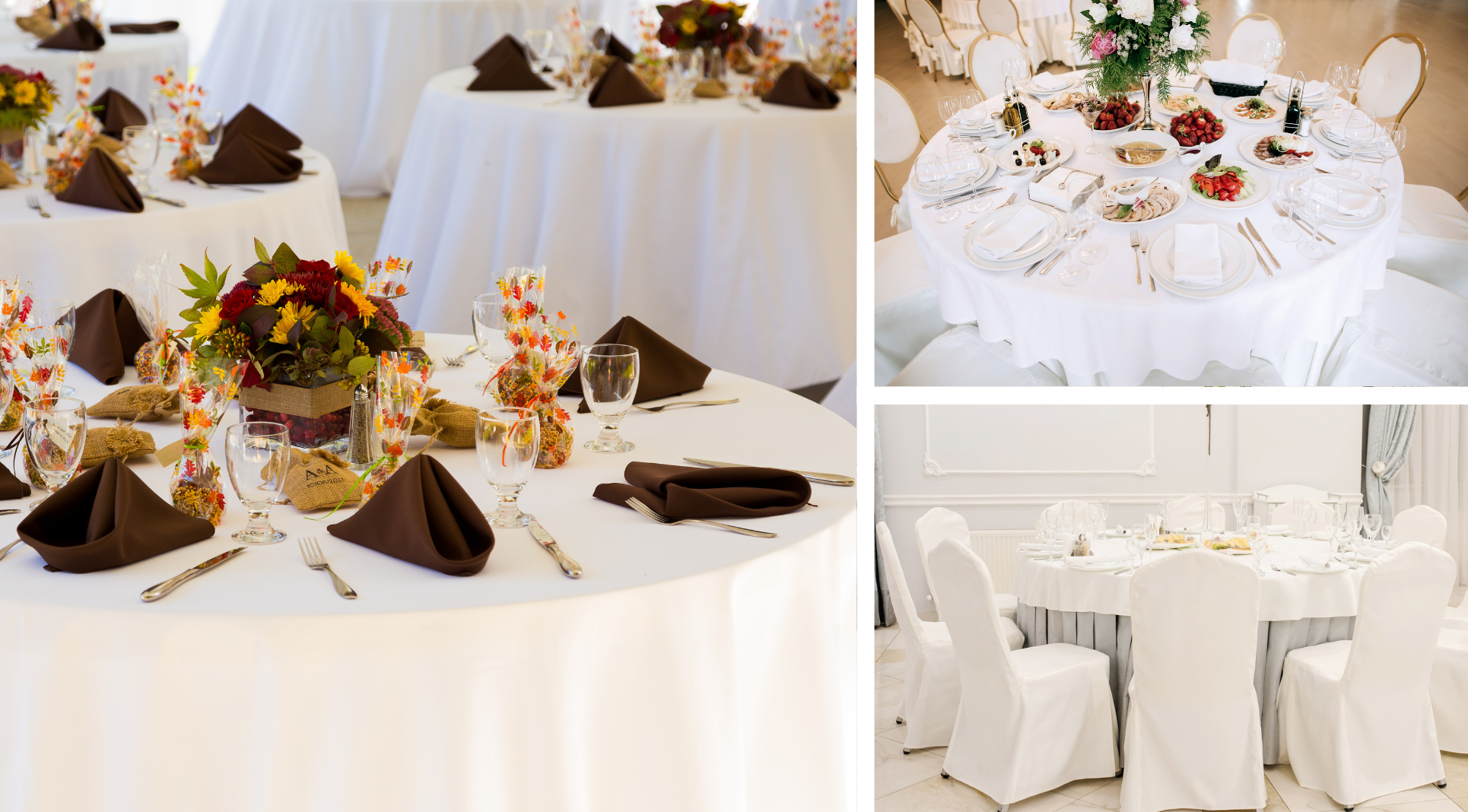Tablecloths, napkins, and chair covers
