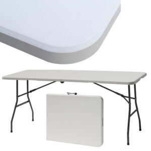 Folding Garden Catering Table 240x90cm White with Carrying Case