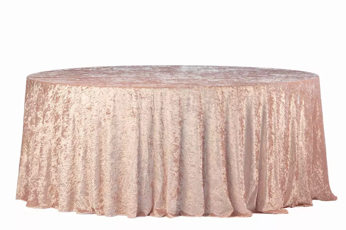 Pink Velvet Round Tablecloth, 340 cm Diameter | Bankietowo.eu | obrus-welur-rozowy_7922