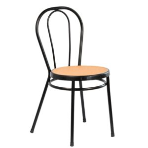 Classic Kitchen Metal Chair Vintage – Black with Woven Seat
