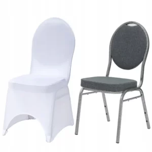 Set: Venice Banquet Chair 20x20 gray with white chair cover