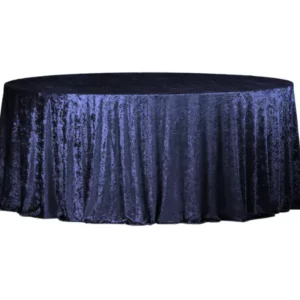 Round Navy Blue Velvet Tablecloth Ø340 cm