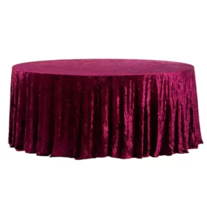 Burgundy Velvet Round Tablecloth Ø340 cm