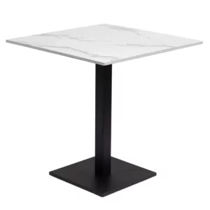Outdoor Café / Garden Table – White, 70x70 cm, Marble Composite Top