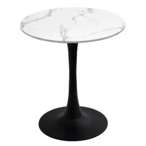 White Café / Coffee / Bar Table Ø70 cm – Marble Composite Top