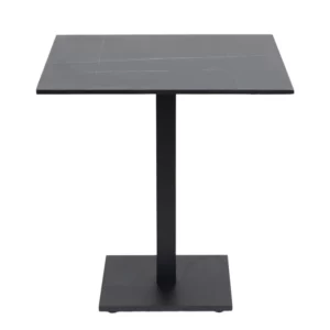 Outdoor Café Table – Black, 70x70 cm, Marble Composite Top