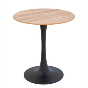 Outdoor garden café table, wood-look imitation, Ø70 cm – light color