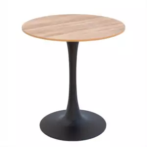 Outdoor garden café table, wood-look imitation, Ø70 cm – light color