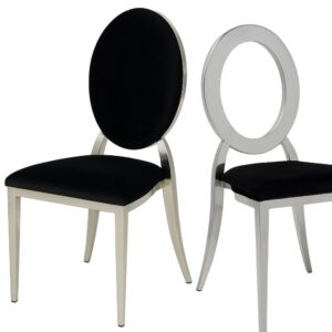 American wedding chair Glamour O-Back 2in1 – Silver with black cushions