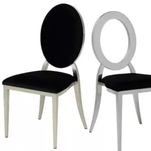 American wedding chair Glamour O-Back 2in1 – Silver with black cushions
