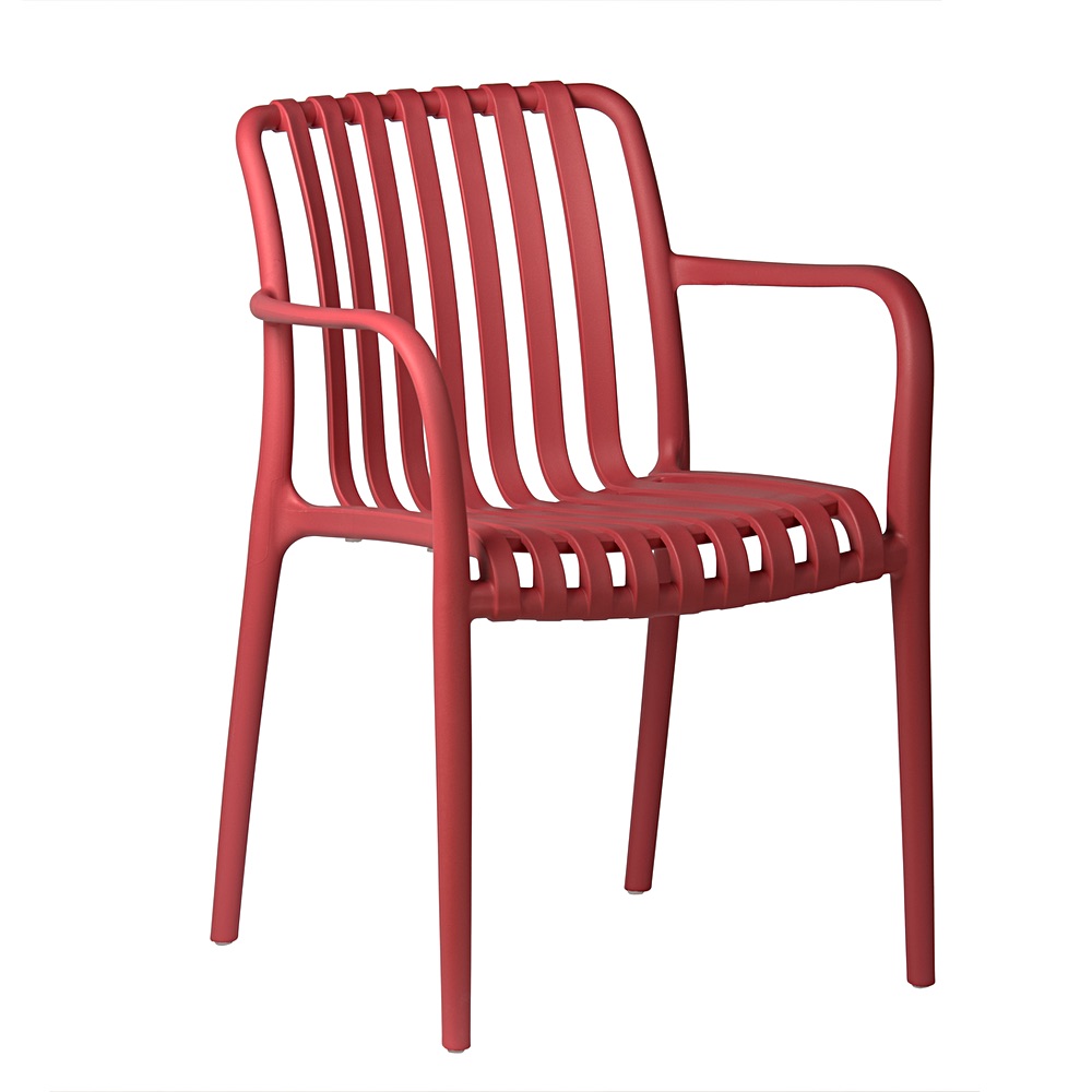 Aura openwork garden chair in red with armrests | Bankietowo.eu | aura-malinowe_0075jpg