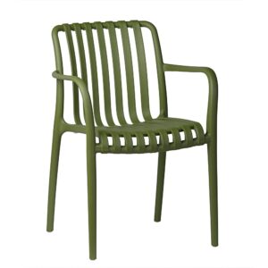 Aura green openwork garden chair with armrests