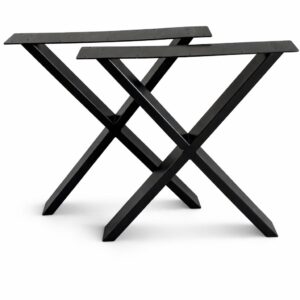 Metal legs (70 x 56 cm) for an X-shaped loft-style desk – 2 pieces
