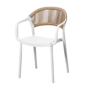 Puro PP café-style garden chair – white and beige, boho style | Bankietowo.eu | krzeslo-ogrodowe-kawiarniane-puro-bialo-bezowe-10jpg