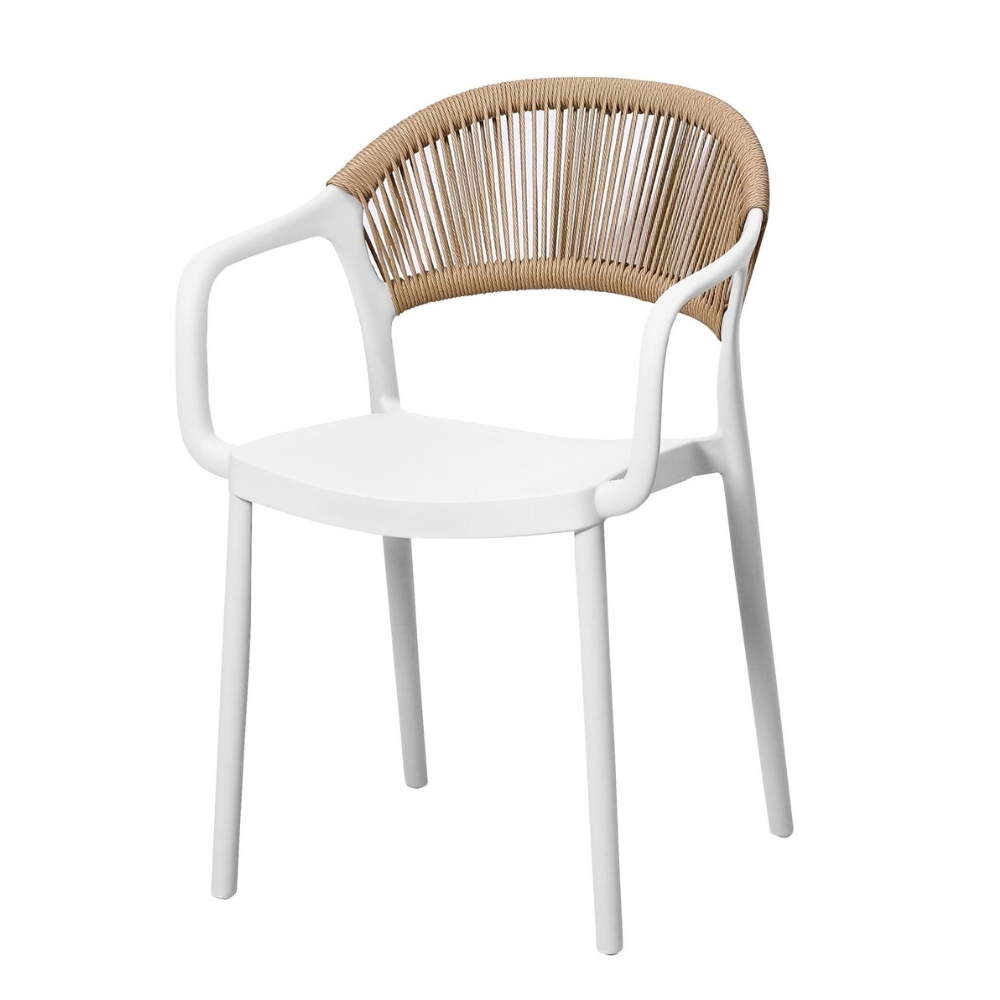 Puro PP café-style garden chair – white and beige, boho style | Bankietowo.eu | krzeslo-ogrodowe-kawiarniane-puro-bialo-bezowe-10jpg