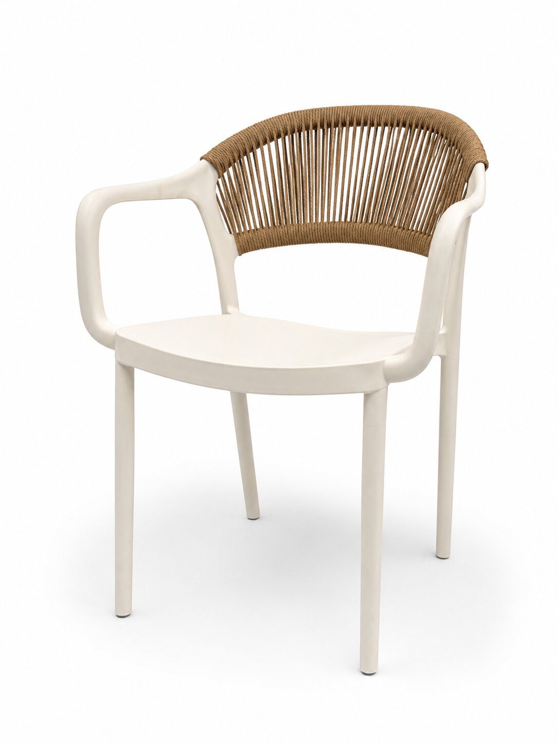 Puro PP café-style garden chair – white and beige, boho style | Bankietowo.eu | krzeslo-ogrodowe-kawiarniane-puru-bialo-bezowe-2jpg