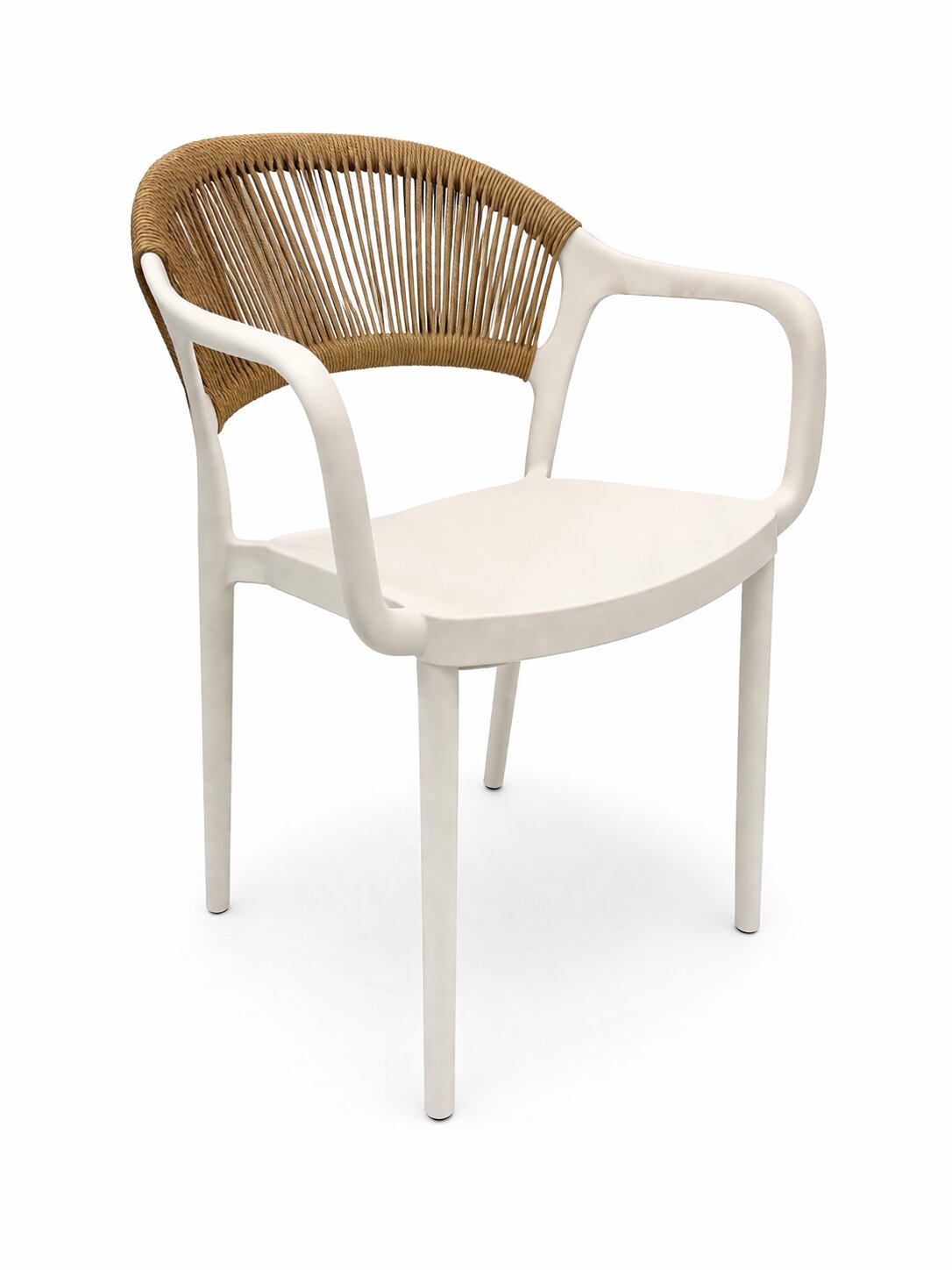 Puro PP café-style garden chair – white and beige, boho style | Bankietowo.eu | krzeslo-ogrodowe-kawiarniane-puru-bialo-bezowe-4jpg