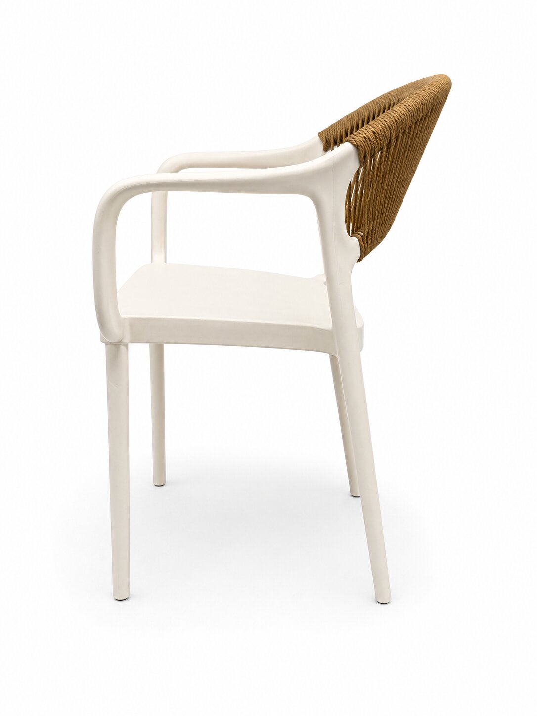 Puro PP café-style garden chair – white and beige, boho style | Bankietowo.eu | krzeslo-ogrodowe-kawiarniane-puru-bialo-bezowe-7jpg