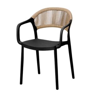 Puro PP café-style garden chair – black and beige, boho style
