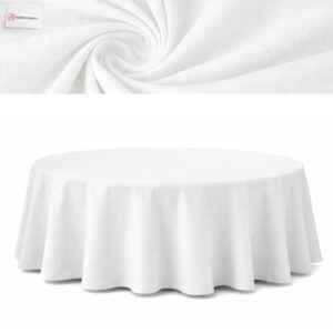White cotton tablecloth for a banquet table, 320 cm in diameter
