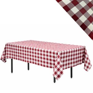 "Italian Check" tablecloth, 240×160 cm, white and burgundy